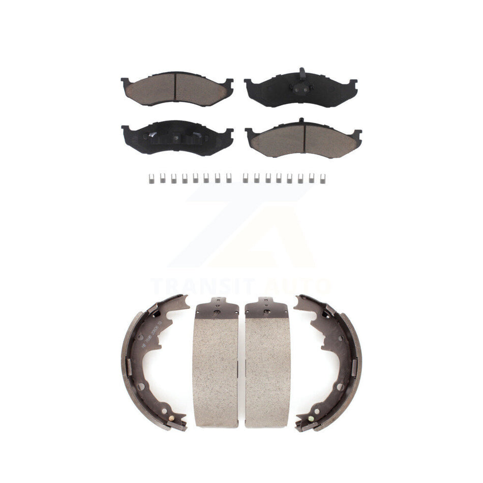 Front Rear Ceramic Brake Pads And Drum Shoes Kit For Jeep Wrangler Cherokee TJ KCN-100304