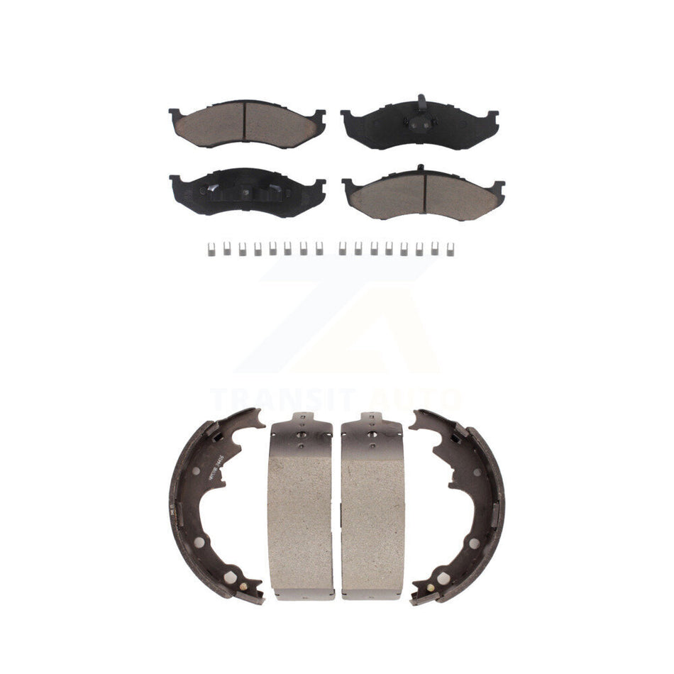 Front Rear Ceramic Brake Pads And Drum Shoes Kit For Jeep Wrangler Cherokee Comanche Wagoneer KCN-100305