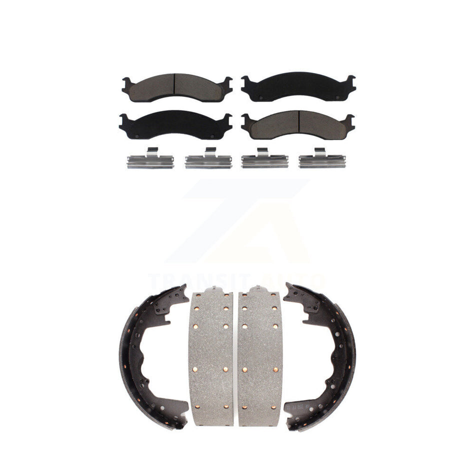 Front Rear Ceramic Brake Pads And Drum Shoes Kit For Ford F-350 E-250 F-250 Econoline E-350 Club Wagon Super Duty KCN-100314