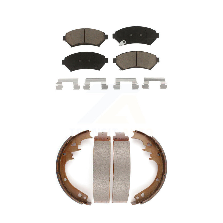Front Rear Ceramic Brake Pads And Drum Shoes Kit For 1997-1999 Cadillac DeVille Disc rear brakes KCN-100323