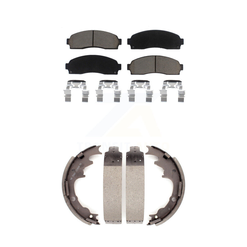 Front Rear Ceramic Brake Pads And Drum Shoes Kit For Ford Ranger Mazda B2300 B3000 With 9" Diameter KCN-100327