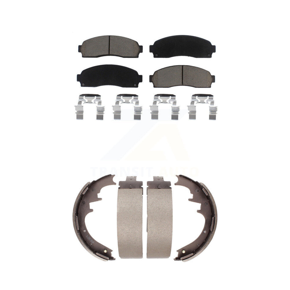Front Rear Ceramic Brake Pads And Drum Shoes Kit For Ford Ranger Mazda B2300 B3000 B4000 KCN-100328