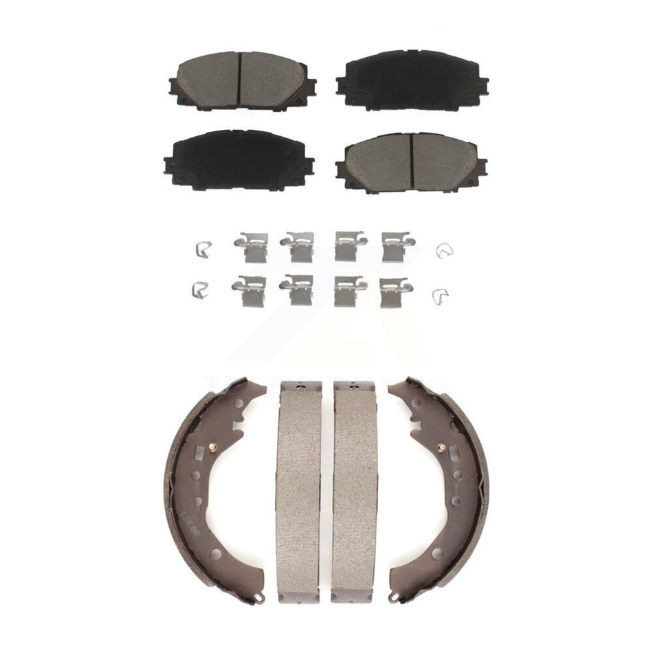 Front Rear Ceramic Brake Pads And Drum Shoes Kit For Toyota Prius C Scion iQ KCN-100330