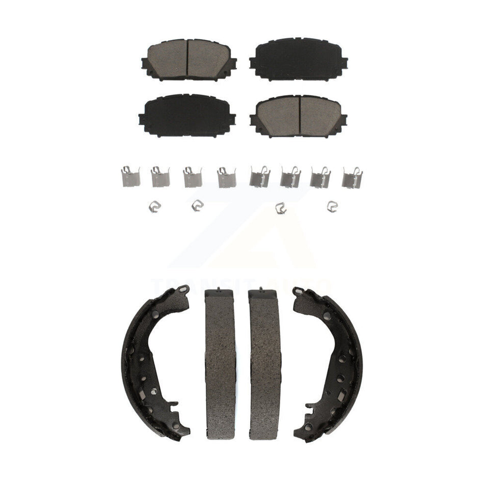 Front Rear Ceramic Brake Pads And Drum Shoes Kit For Toyota Yaris KCN-100332