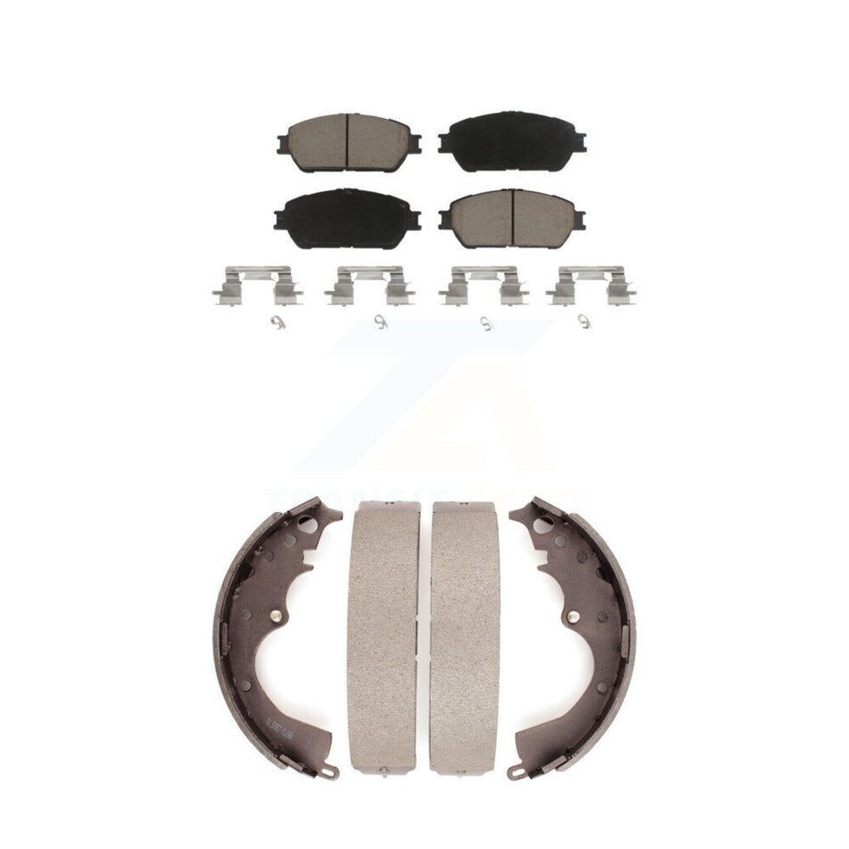 Front Rear Ceramic Brake Pads And Drum Shoes Kit For 2005-2015 Toyota Tacoma With 5 Lug Wheels KCN-100335