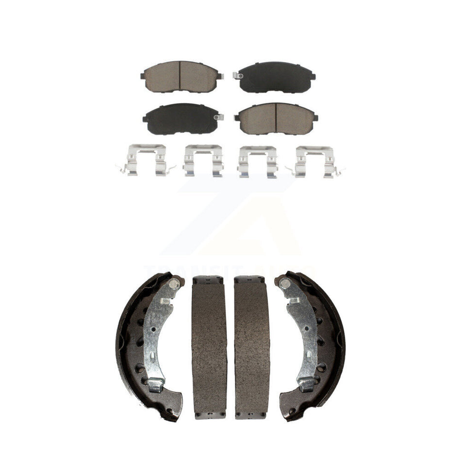 Front Rear Ceramic Brake Pads And Drum Shoes Kit For 2013-2019 Nissan Sentra KCN-100337