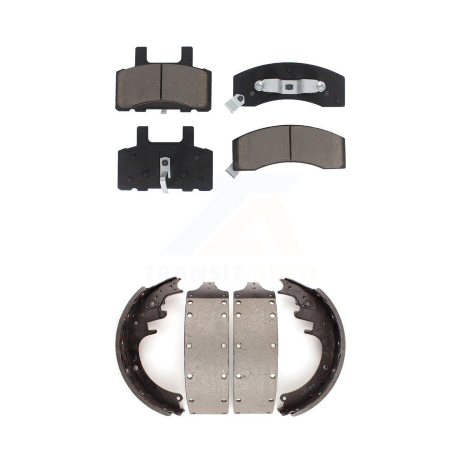 Front Rear Ceramic Brake Pads And Drum Shoes Kit For Chevrolet C3500 GMC K3500 Express 3500 Dodge Ram Savana K2500 Suburban C2500 KCN-100345