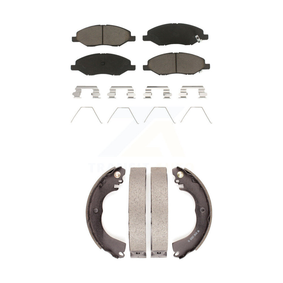 Front Rear Ceramic Brake Pads And Drum Shoes Kit For 2009-2011 Nissan Versa 1.6L KCN-100349