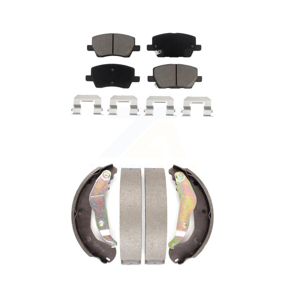 Front Rear Ceramic Brake Pads And Drum Shoes Kit For 2018-2020 Chevrolet Sonic KCN-100355