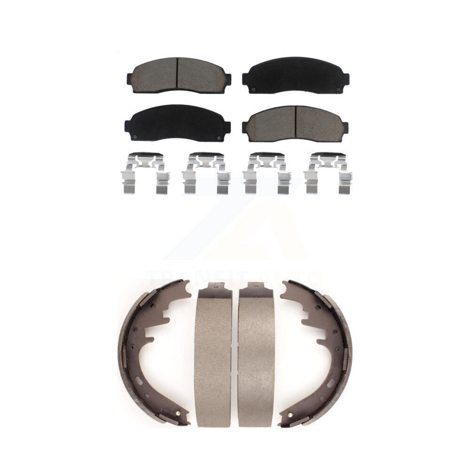Front Rear Ceramic Brake Pads And Drum Shoes Kit For 2001-2002 Ford Explorer Sport Trac KCN-100375