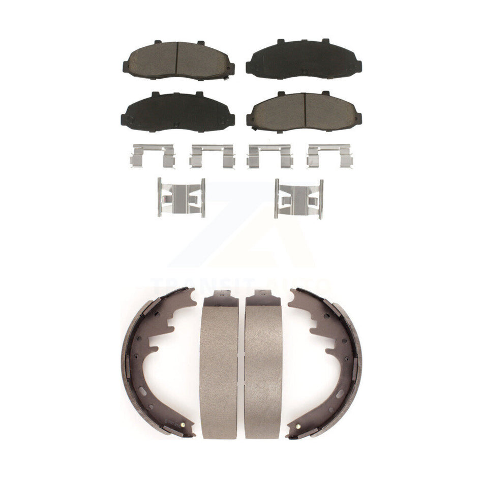 Front Rear Ceramic Brake Pads And Drum Shoes Kit For Ford F-150 KCN-100377