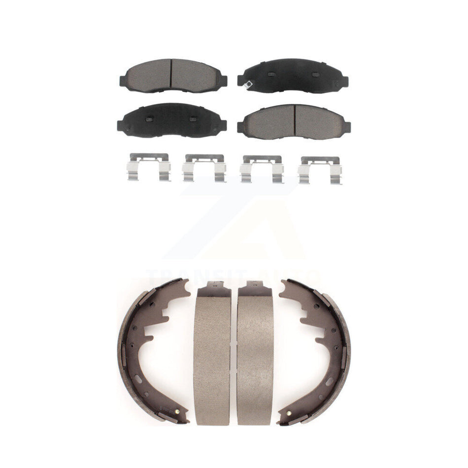 Front Rear Ceramic Brake Pads And Drum Shoes Kit For 2003-2004 Dodge Dakota KCN-100378