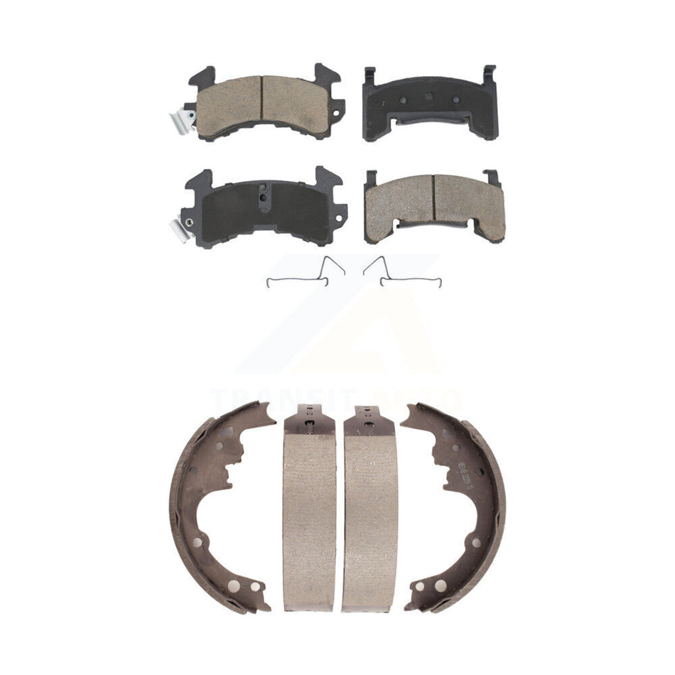 Front Rear Ceramic Brake Pads Drum Shoe Kit For Chevrolet S10 GMC Sonoma Camaro Blazer Oldsmobile Pontiac Monte Carlo Cutlass Supreme El Camino Firebird Buick Jimmy Regal S15 KCN-100388
