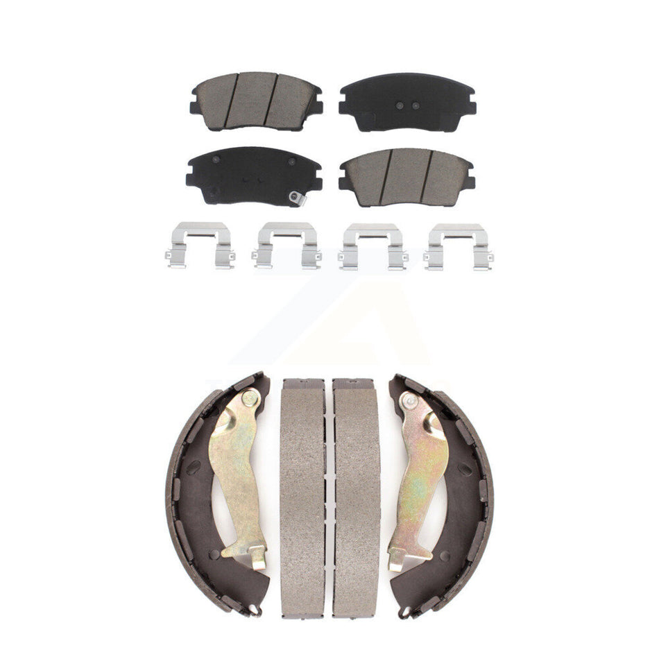 Front Rear Ceramic Brake Pads And Drum Shoes Kit For 2017-2020 Hyundai Elantra 1.6L KCN-100392