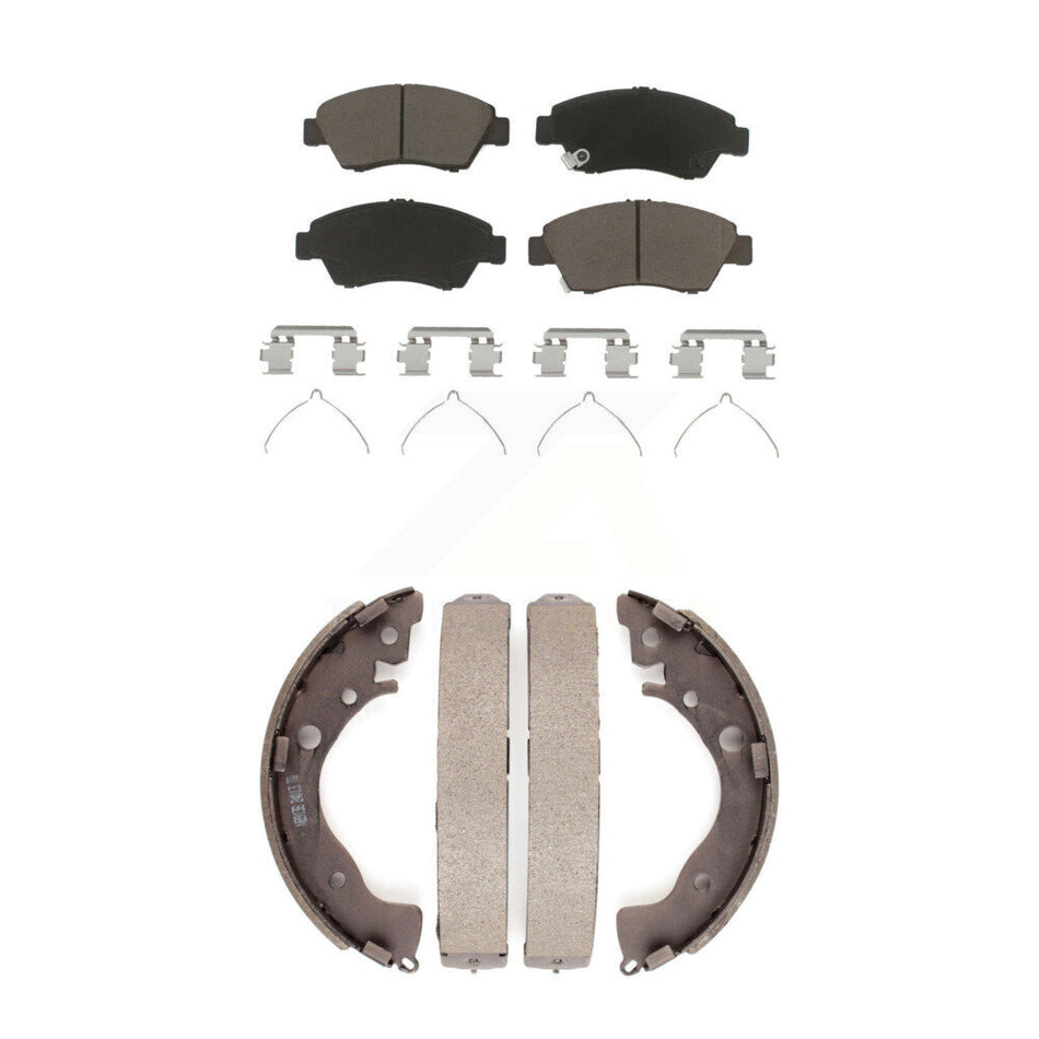 Front Rear Ceramic Brake Pads And Drum Shoes Kit For Honda Fit Civic KCN-100403