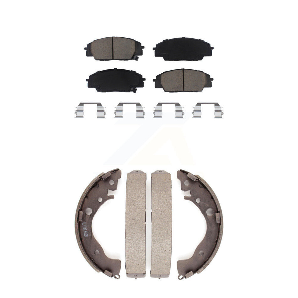 Front Rear Ceramic Brake Pads And Drum Shoes Kit For 2011 Honda Civic Si KCN-100405