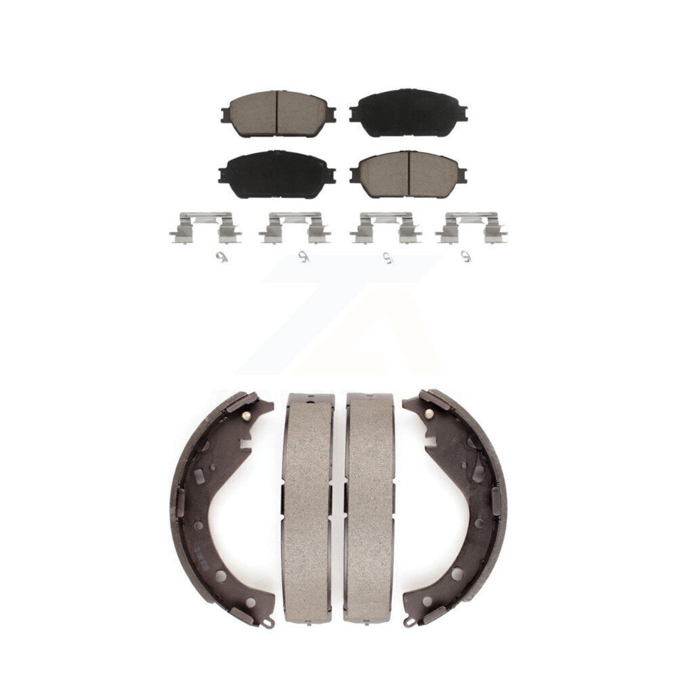 Front Rear Ceramic Brake Pads And Drum Shoes Kit For 2005-2006 Toyota Camry SE XLE Vehicles Manufactured In USA KCN-100407