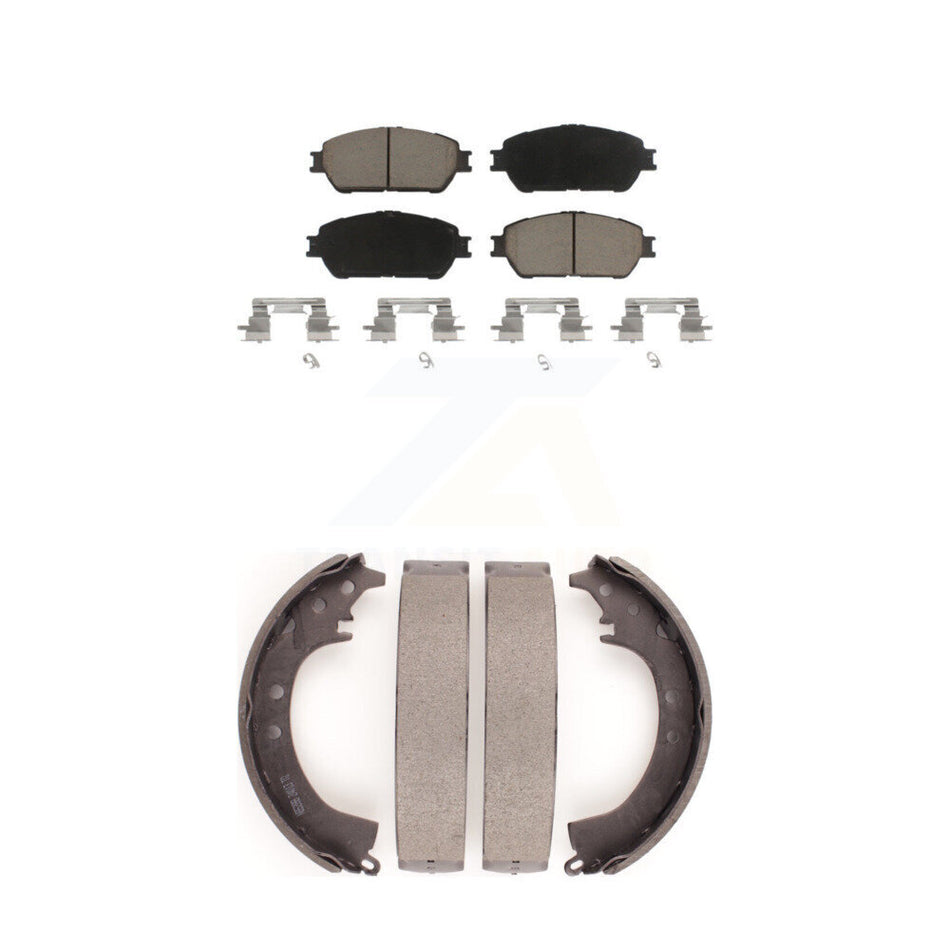 Front Rear Ceramic Brake Pads And Drum Shoes Kit For 2005-2006 Toyota Camry SE XLE Vehicles Manufactured In Japan KCN-100409
