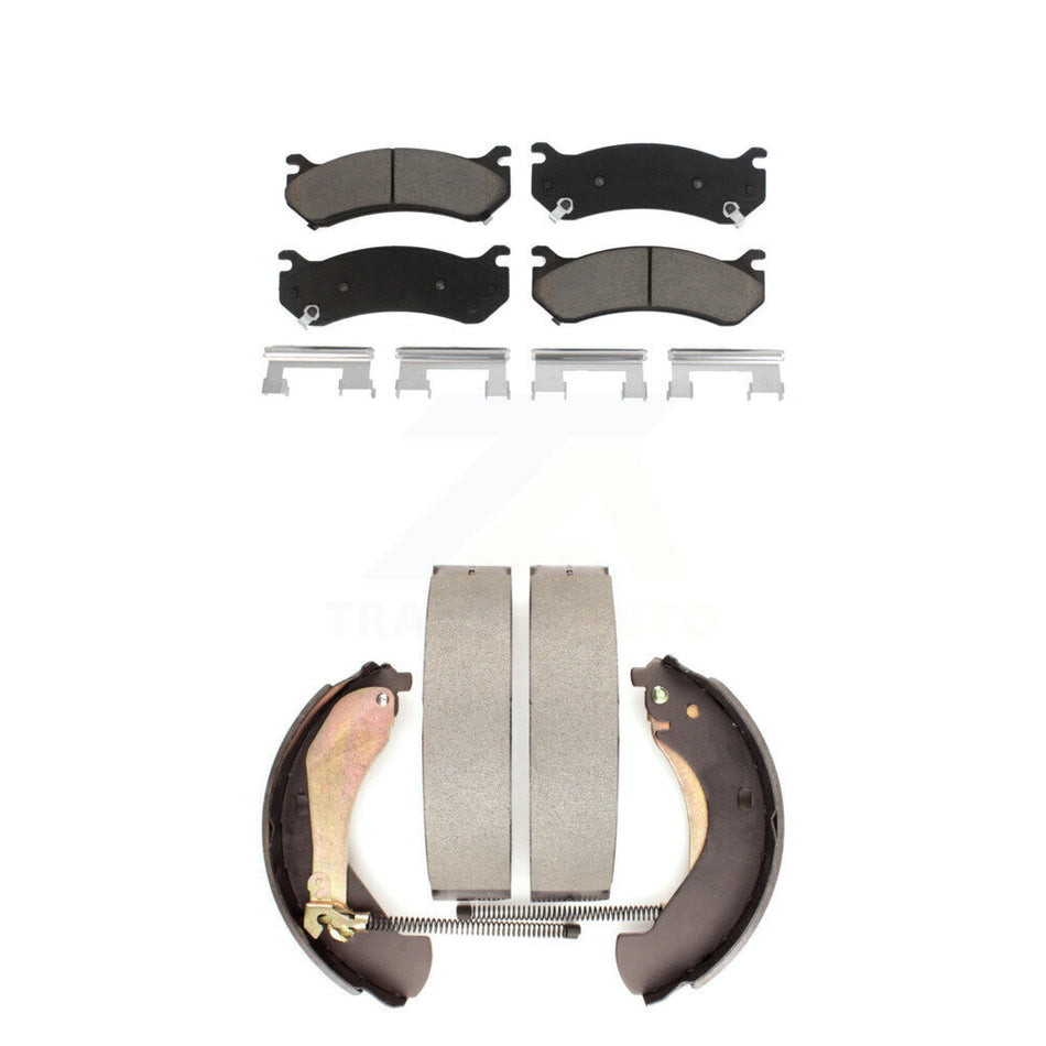 Front Rear Ceramic Brake Pads And Drum Shoes Kit For Chevrolet Silverado 1500 GMC Sierra Classic KCN-100411