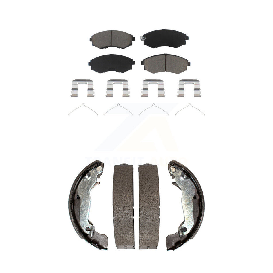 Front Rear Ceramic Brake Pads And Drum Shoes Kit For Hyundai Elantra Tiburon KCN-100413