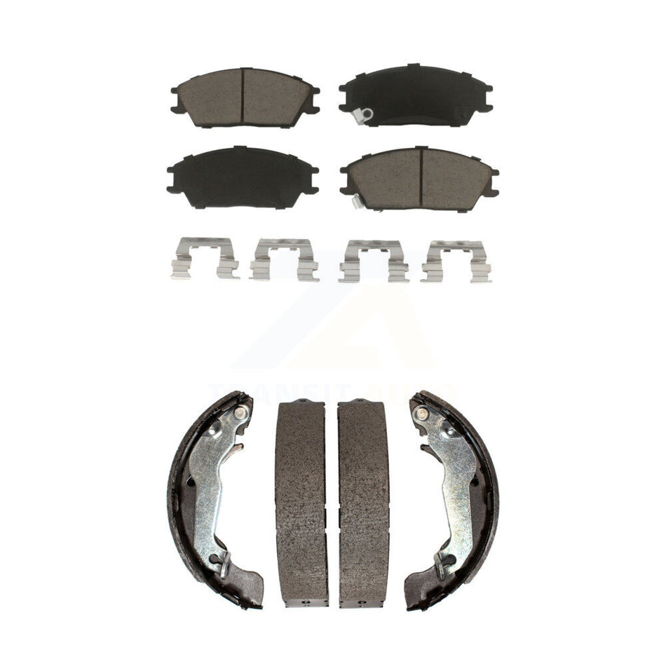 Front Rear Ceramic Brake Pads And Drum Shoes Kit For 2003-2005 Hyundai Accent KCN-100414
