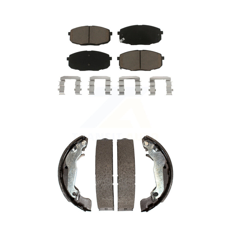 Front Rear Ceramic Brake Pads And Drum Shoes Kit For 2009 Hyundai Elantra Touring KCN-100419