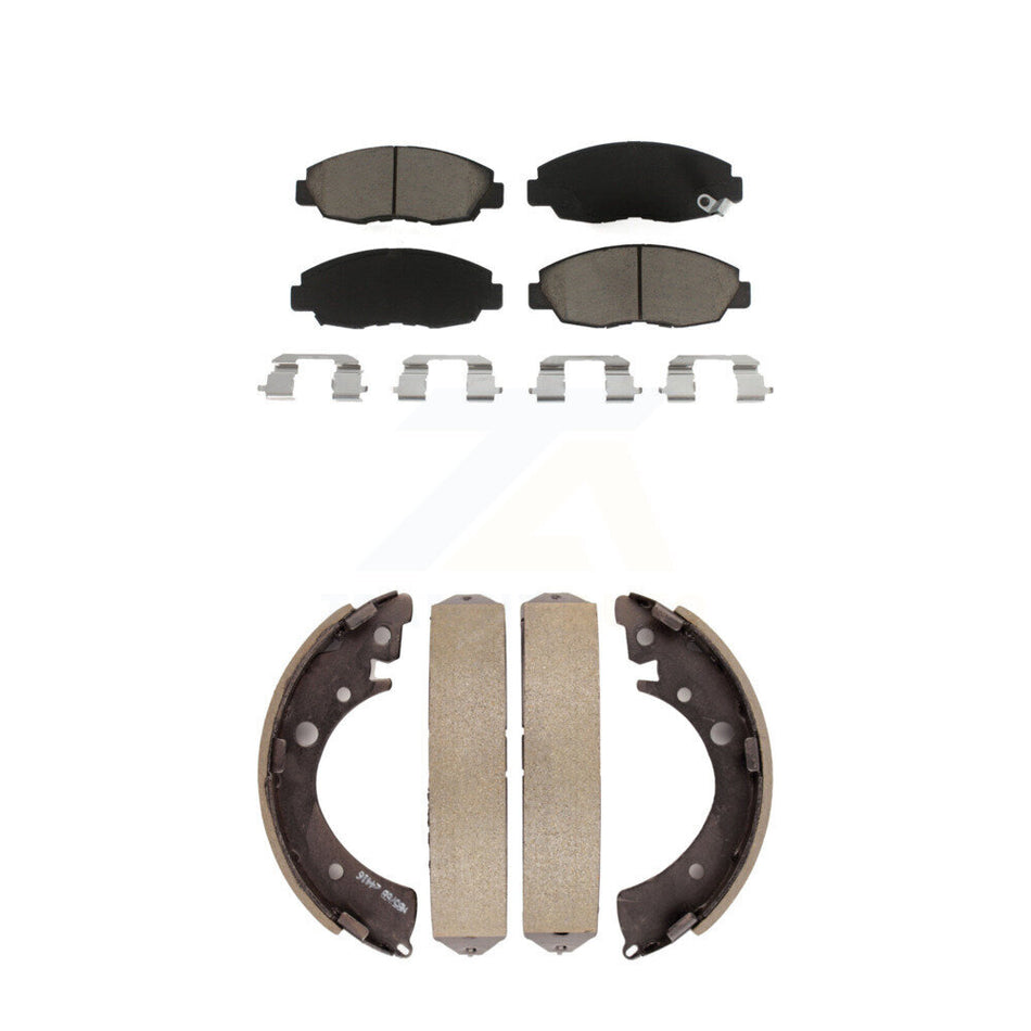 Front Rear Ceramic Brake Pads And Drum Shoes Kit For Honda Civic Acura EL KCN-100430