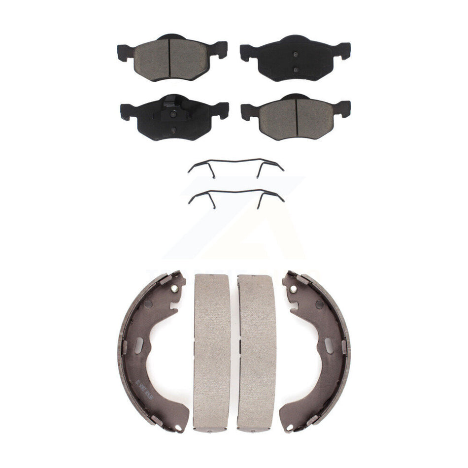 Front Rear Ceramic Brake Pads And Drum Shoes Kit For Ford Escape Mazda Tribute Mercury Mariner KCN-100434