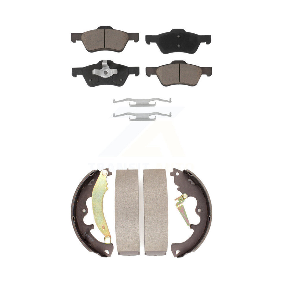 Front Rear Ceramic Brake Pads And Drum Shoes Kit For Ford Escape Mercury Mariner Mazda Tribute KCN-100435