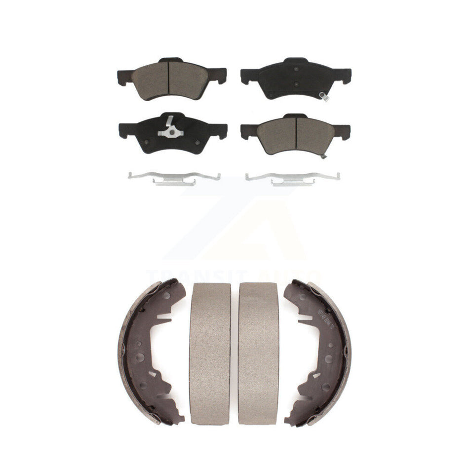 Front Rear Ceramic Brake Pads And Drum Shoes Kit For Dodge Chrysler Town & Country Grand Caravan Voyager KCN-100439