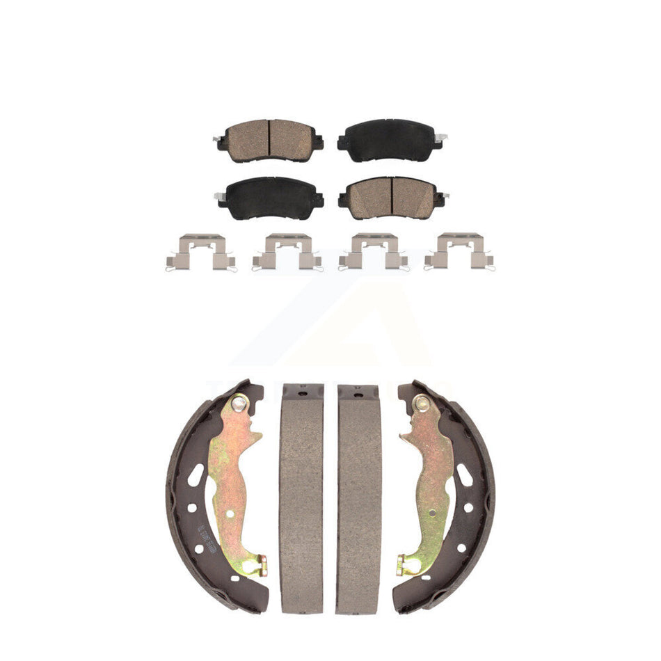 Front Rear Ceramic Brake Pads And Drum Shoes Kit For Toyota Yaris iA Scion KCN-100453