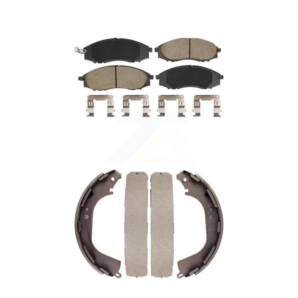 Front Rear Ceramic Brake Pads And Drum Shoes Kit For Nissan Xterra Frontier KCN-100459