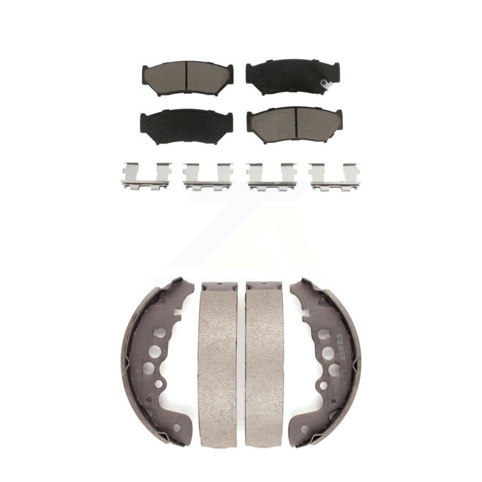 Front Rear Ceramic Brake Pads And Drum Shoes Kit For 1999-2004 Chevrolet Tracker Suzuki Vitara KCN-100460