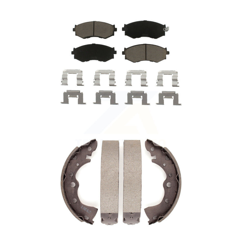 Front Rear Ceramic Brake Pads And Drum Shoes Kit For 2002-2006 Nissan Sentra 1.8L KCN-100472