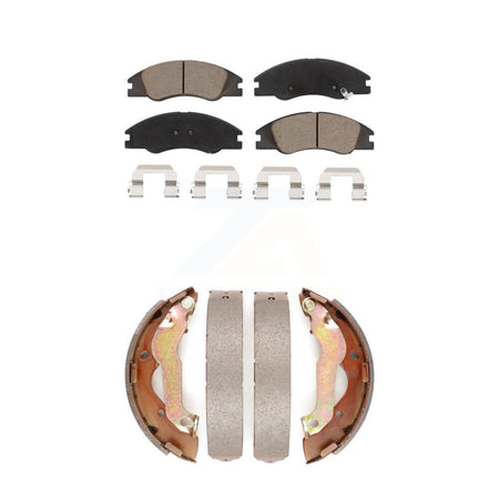 Front Rear Ceramic Brake Pads And Drum Shoes Kit For 2007-2009 Kia Spectra KCN-100475