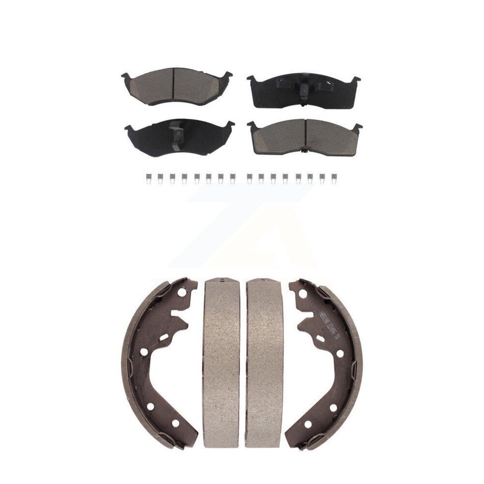 Front Rear Ceramic Brake Pads And Drum Shoes Kit For 1995-1997 Neon Dodge Plymouth KCN-100486