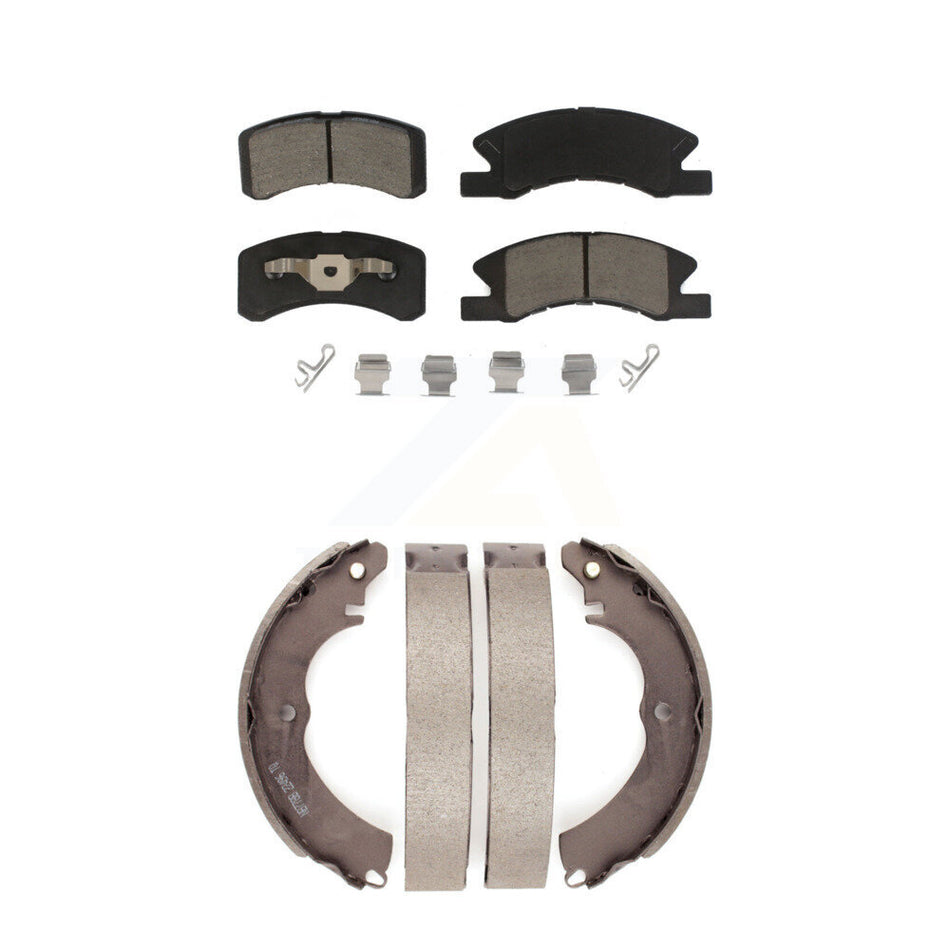 Front Rear Ceramic Brake Pads And Drum Shoes Kit For Mitsubishi Mirage G4 KCN-100489