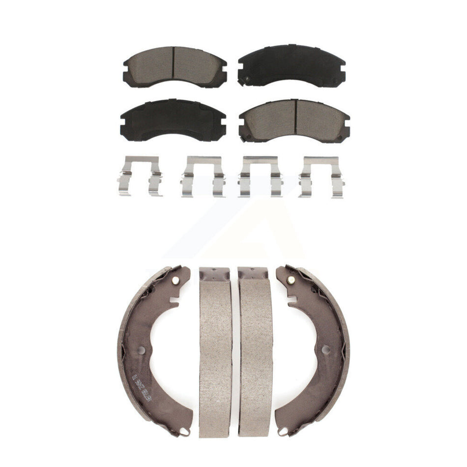 Front Rear Ceramic Brake Pads And Drum Shoes Kit For Mitsubishi Lancer KCN-100491