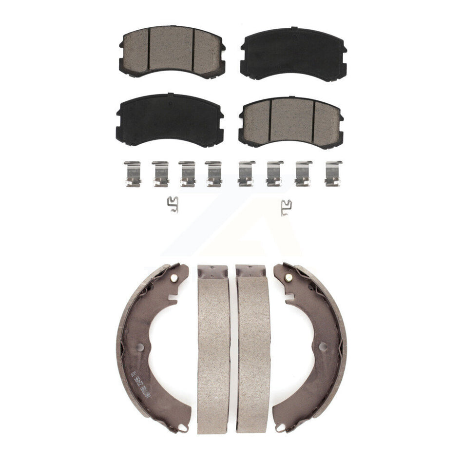 Front Rear Ceramic Brake Pads And Drum Shoes Kit For Mitsubishi Lancer KCN-100493