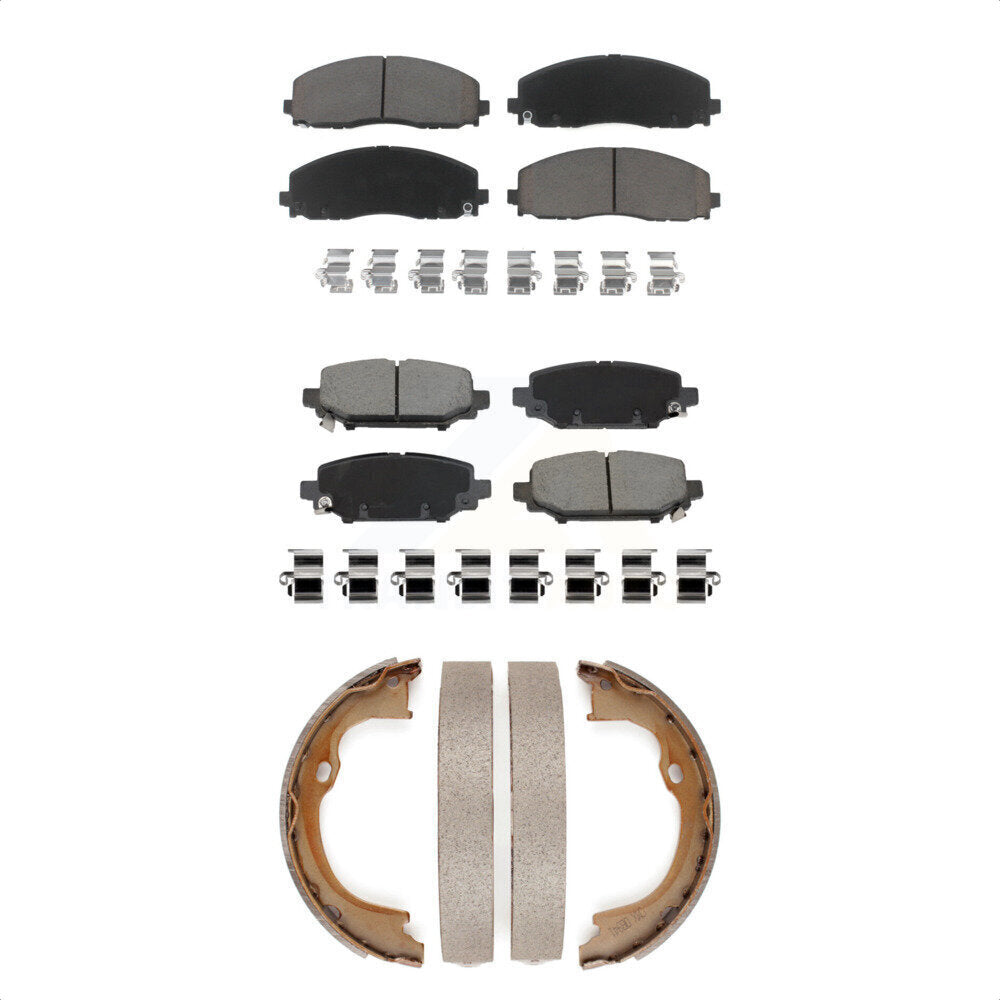 Front Rear Ceramic Brake Pads And Parking Shoes Kit For Jeep Wrangler KCN-100759