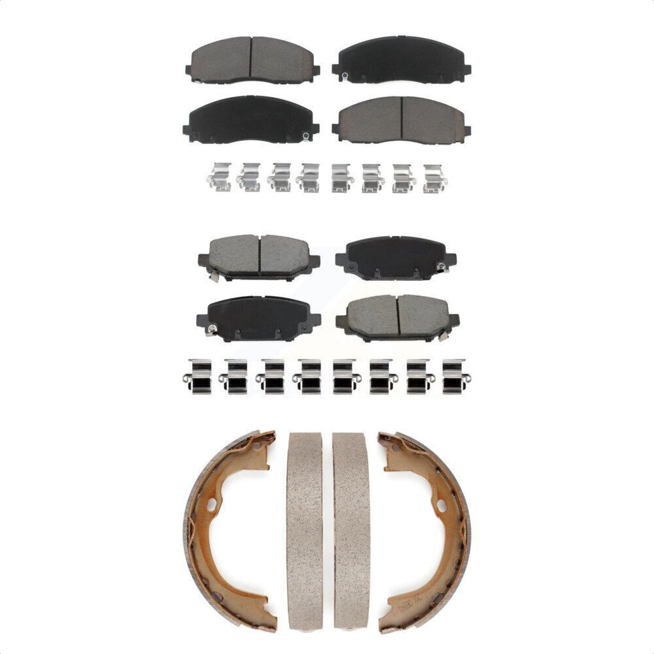 Front Rear Ceramic Brake Pads And Parking Shoes Kit For Jeep Wrangler KCN-100759