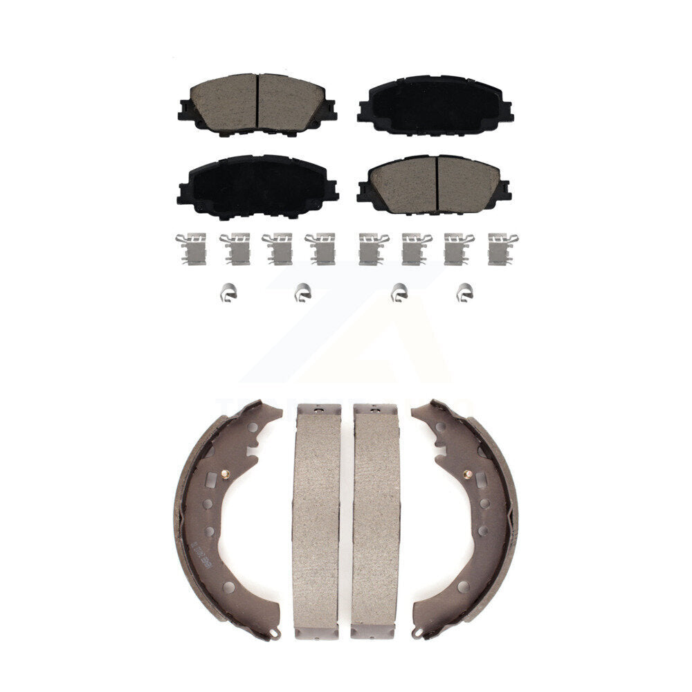 Front Rear Ceramic Brake Pads And Drum Shoes Kit For 2019 Toyota Corolla 2.0L KCN-100767