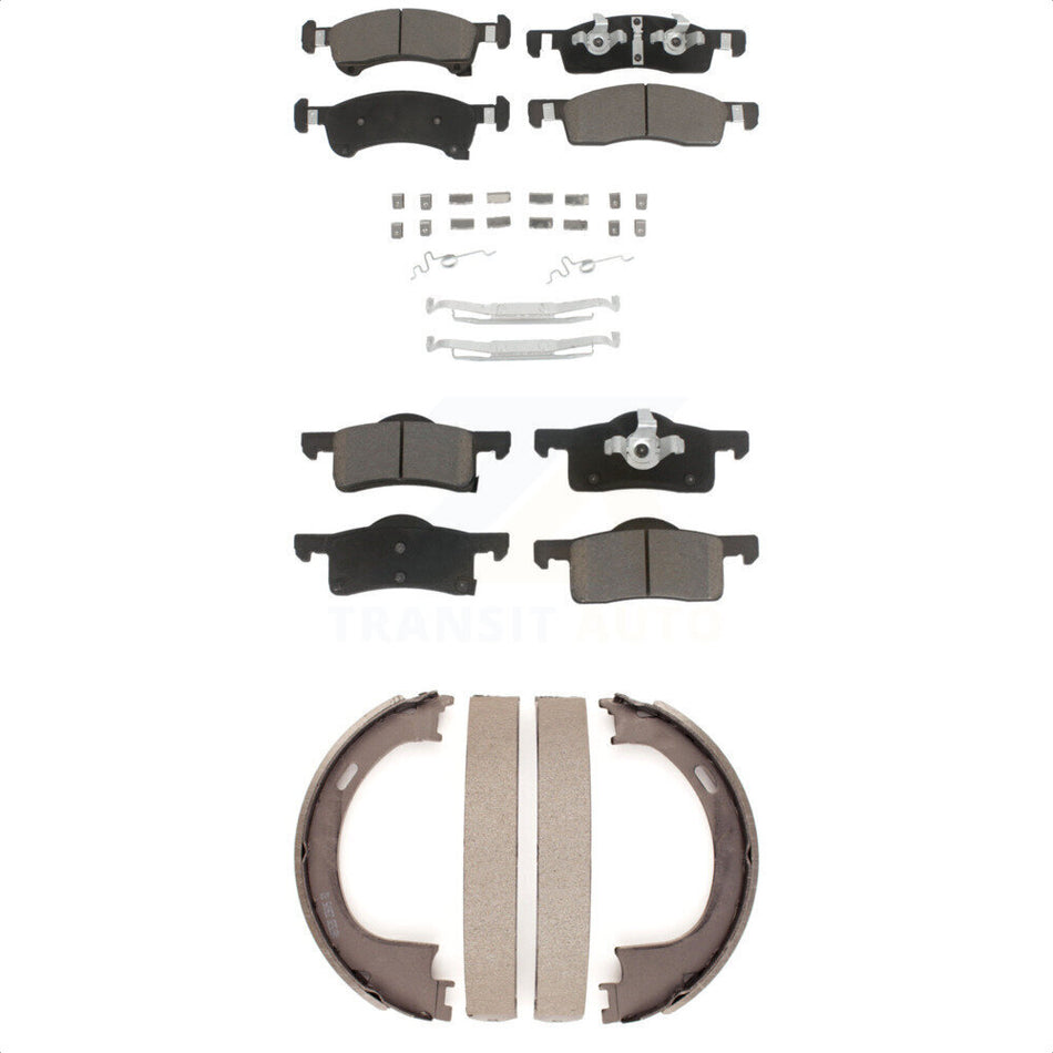 Front Rear Ceramic Brake Pads And Parking Shoe Kit For 2002 Ford Expedition From 03 19 02 KCN-100768