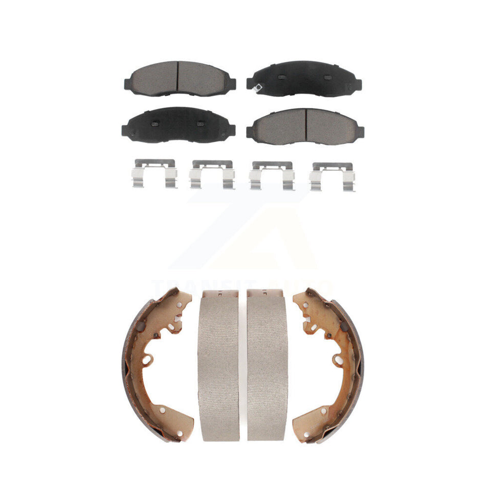 Front Rear Ceramic Brake Pads And Drum Shoes Kit For 2004 Dodge Dakota 3.7L KCN-100774