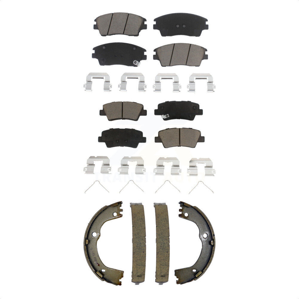 Front Rear Ceramic Brake Pads And Parking Shoes Kit For Hyundai Tucson Kia Sportage KCN-100778