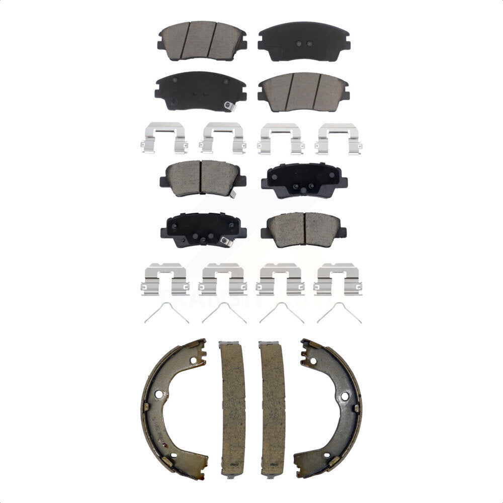 Front Rear Ceramic Brake Pads And Parking Shoes Kit For Kia Sportage Hyundai Tucson KCN-100780