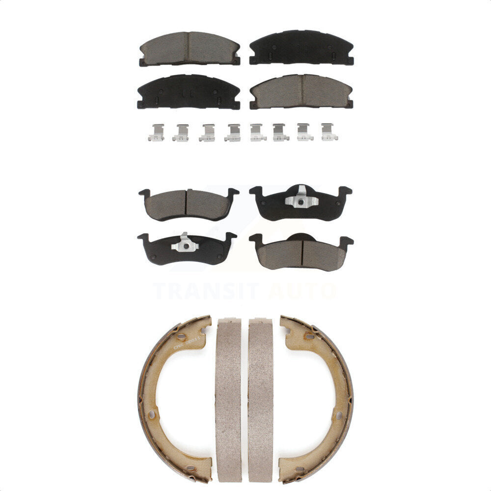 Front Rear Ceramic Brake Pads And Parking Shoes Kit For Lincoln MKT KCN-100782