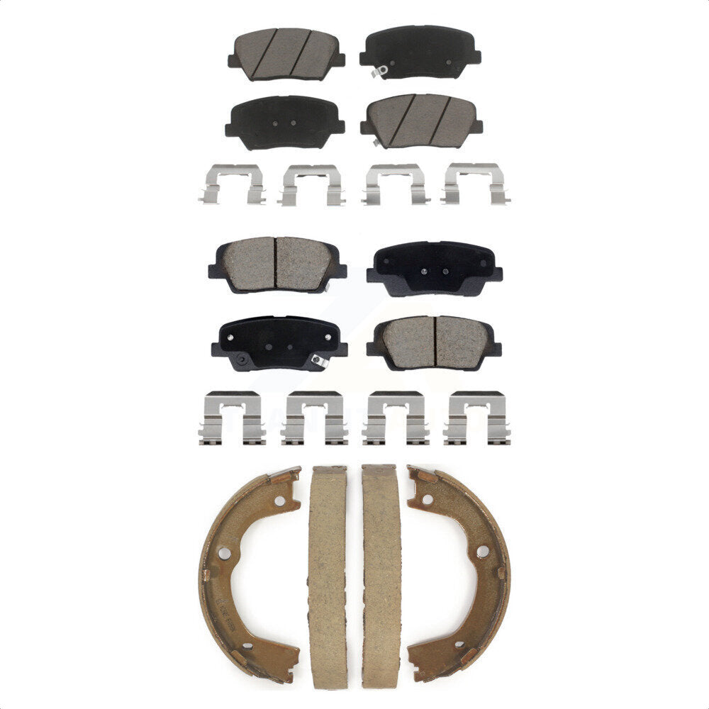 Front Rear Ceramic Brake Pads And Parking Shoes Kit For Hyundai Santa Fe Kia Sorento KCN-100785