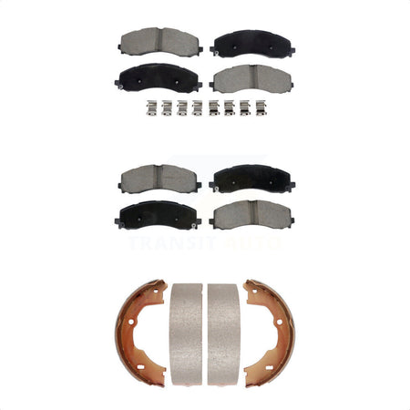 Front Rear Ceramic Brake Pads Parking Shoes Kit For 2021 Ram 3500 With Single Wheels KCN-100789