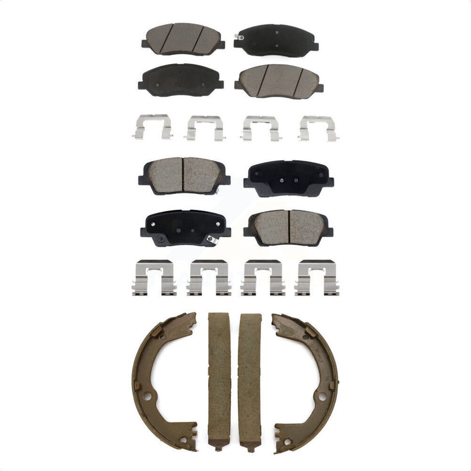 Front Rear Ceramic Brake Pads And Parking Shoes Kit For Hyundai Santa Fe XL 3.3L KCN-100792